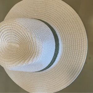 Stylish Cream Straw Hat with Green Band